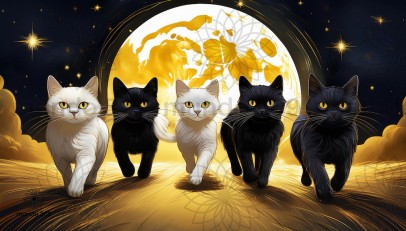 Lunar Lucky Cats Illustration
